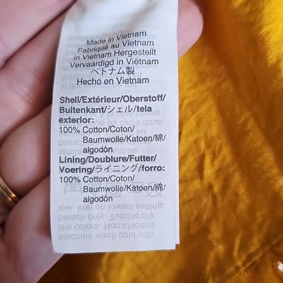 J.crew 4 Mustard Yellow Eyelet Button-Up Short Sleeve Top - Picture 6 of 9